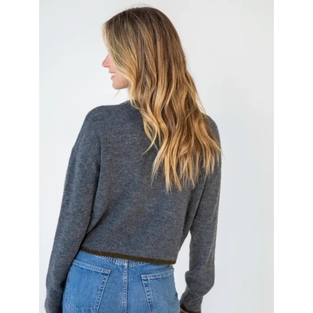 Natural Life Intarsia Icon Sweater M Charcoal Daisy Boxy Pullover Crew Neck Cozy - Picture 3 of 10